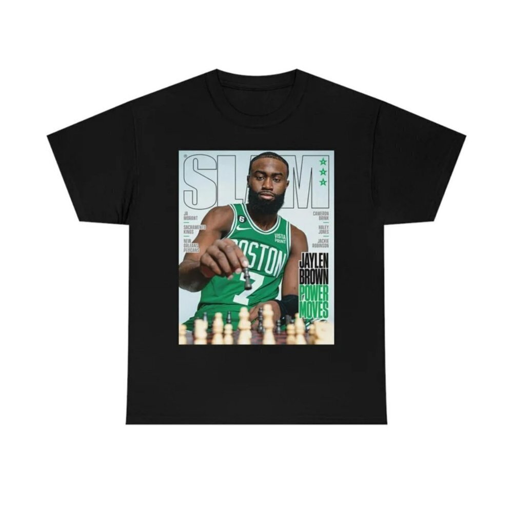 Slam Cover Tee Shirt Boston Celtics Jaylen Brown Power Moves Basketball Fan Tee